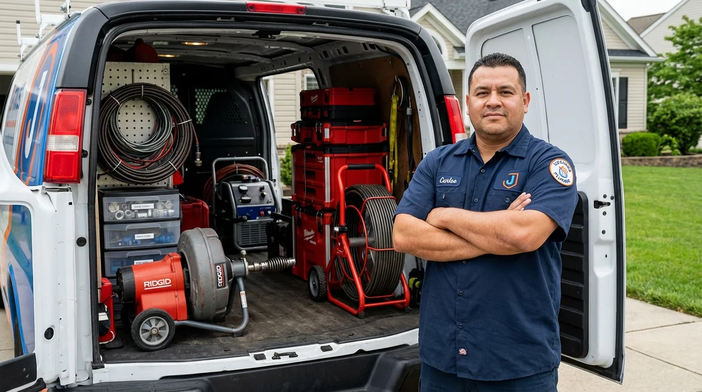 Professional drain cleaning equipment and Johns Plumbing LLC plumber in Thorntown