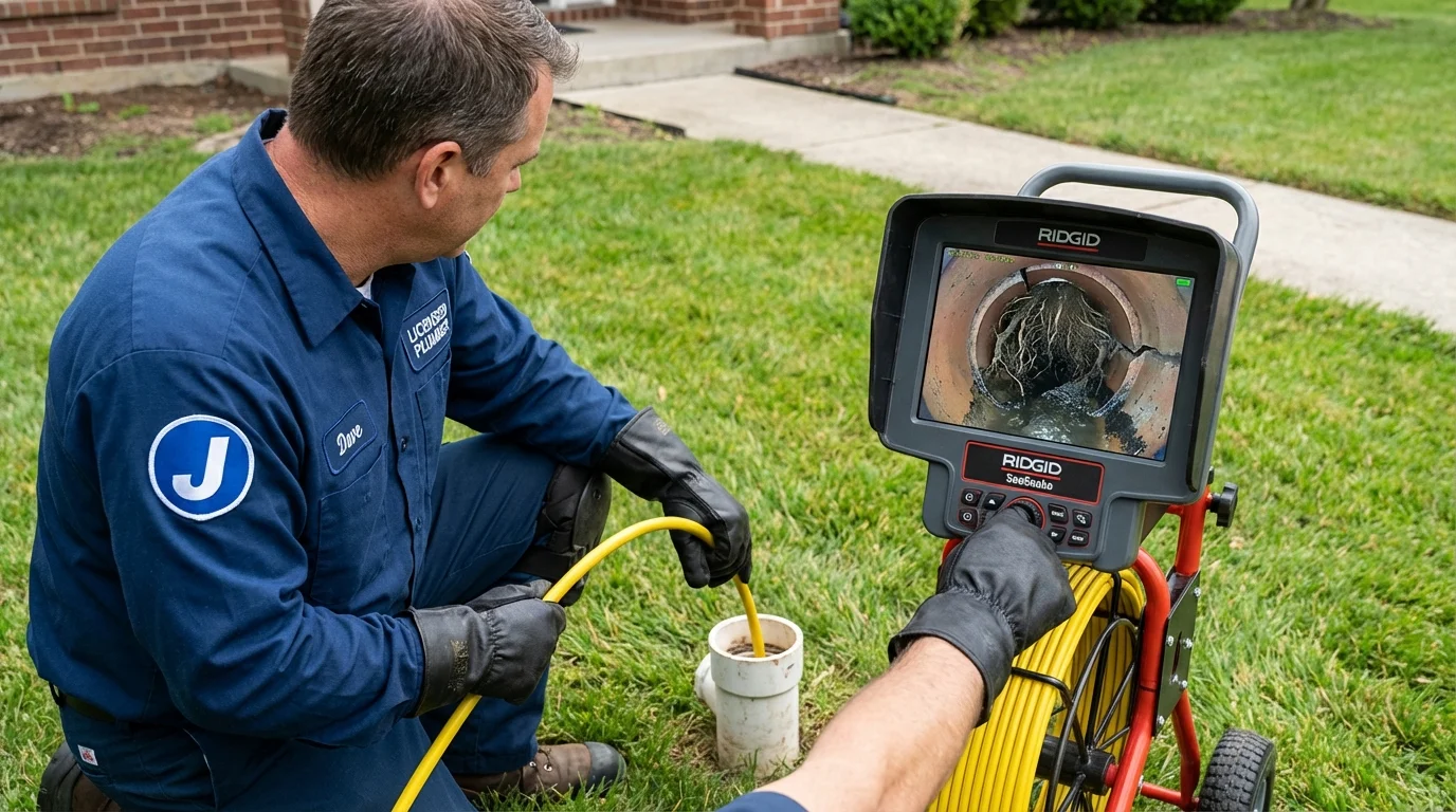 Sewer camera inspection being performed by Johns Plumbing LLC in Thorntown